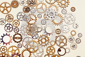 Vintage gear wheels on light background