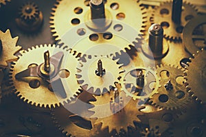 Vintage gears and cogs macro closeup