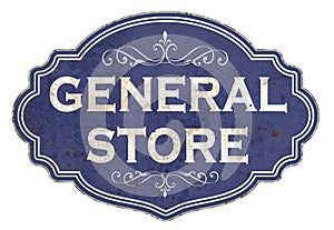 Vintage General Store Enamel Tin Sign Retro Old West photo