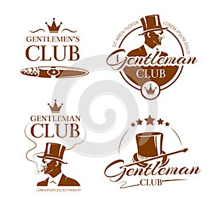 Vintage gentleman club vector emblems, labels, badges photo