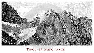 Vintage geographical image, Mieming mountain