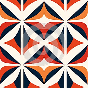 Vintage Geometric Pattern: Orange And Blue Mid-century Design