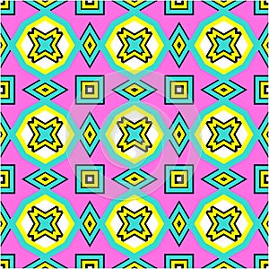 Vintage geometric pattern in retro 80s style. Textile fashionable retro design