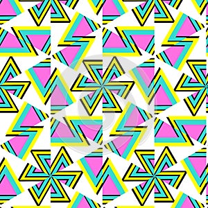 Vintage geometric pattern in retro 80s style. Textile fashionable retro design