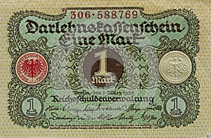 Vintage German 1 Marks Paper Money issued in 1920