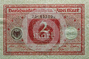 Vintage German 2 Marks Paper Money issued in 1920