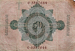 Vintage German 50 Marks Paper Money