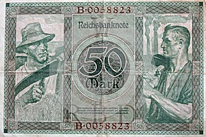 Vintage German 50 Marks Paper Money