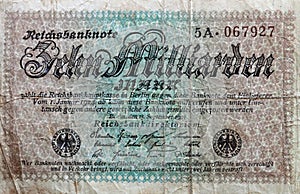 Vintage German Hyperinflation Paper Money photo