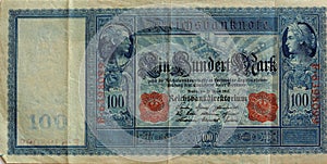 Vintage German 100 Marks Paper Money photo