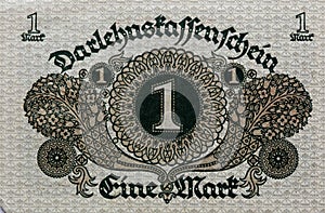 Vintage German 1 Marks Paper Money issued in 1920 photo