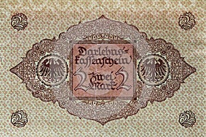Vintage German 2 Marks Paper Money issued in 1920 photo