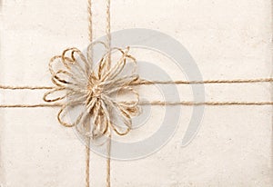 Vintage gift card with ribbon on paper wrap