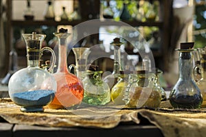 Vintage glass vials and bottles alchemy photo