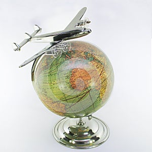 Vintage Globe with Airliner over Africa