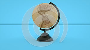 Vintage globe isolated on blue background. 3d rendering
