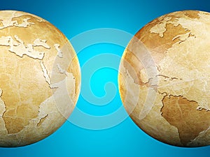 Vintage globe isolated, 3D render