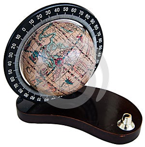 Vintage globe isolated on white