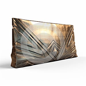 Vintage Gold Art Deco 3d Printed Clutch Leather Bag