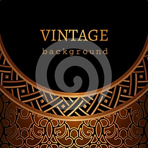 Vintage gold background with border pattern