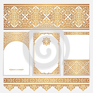 Vintage gold borders and frames on white