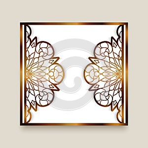 Vintage gold card with cutout lace borders