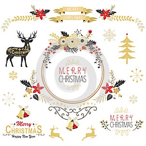 Vintage Gold Christmas Elements