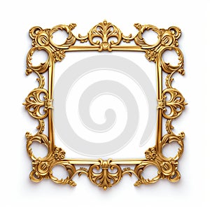 Vintage Gold Frame Design On White Background