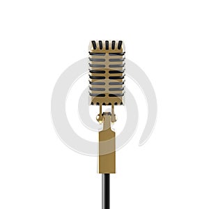 Vintage Gold Microphone On White Background Render