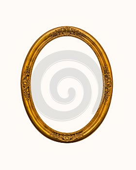 Vintage gold oval frames or photo frame elegant isolated on white background