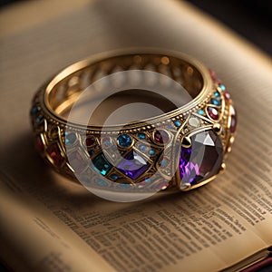 Vintage gold ring with colored precious gemstone