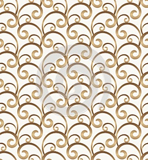 Vintage gold scroll pattern on white background