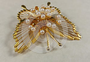 Vintage gold tone butterfly pin