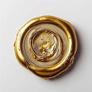Vintage Gold Wax Seal Stamp on White Background. Generative ai