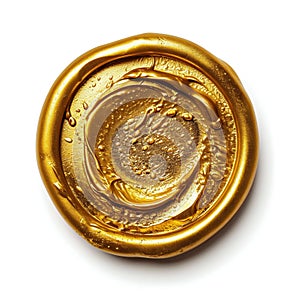 Vintage Gold Wax Seal Stamp on White Background. Generative ai