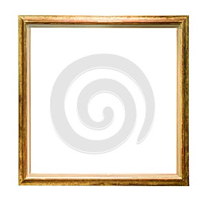 Vintage golden decorative picture frame isolated on white