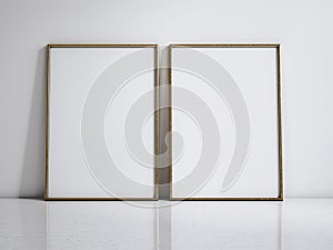 Vintage golden frame mockup close up