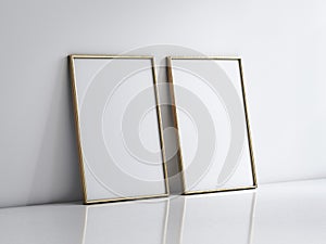 Vintage golden frame mockup close up