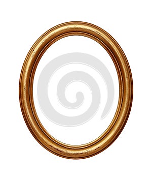Vintage golden oval round picture frame