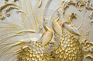 vintage golden peacocks 3d wallpaper sculptural background illustration background