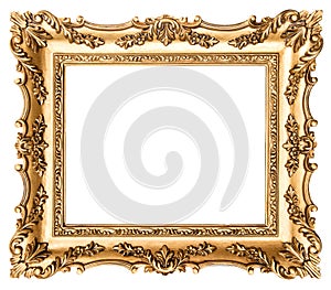 Vintage golden picture frame. Antique style object