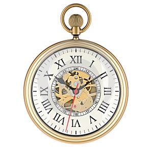 Vintage Golden Pocket Watch, 3D rendering