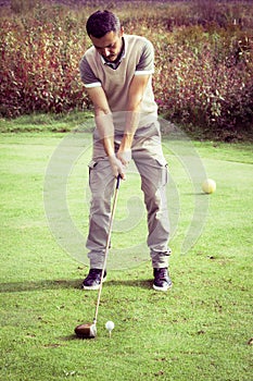Vintage Golf player stance