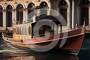 Vintage gondola on the Grand Canal in Venice, Italy