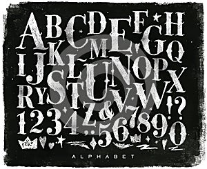 Vintage gothic alphabet chalk