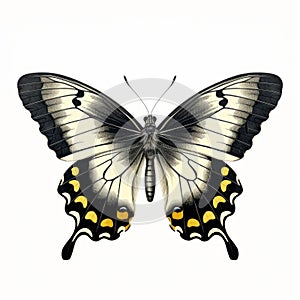 Vintage Gothic Butterfly Illustration In Black And White