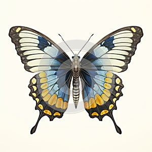 Vintage Gothic Butterfly Illustration On White Background