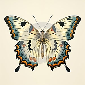 Vintage Gothic Butterfly Illustration On White Background