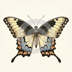 Vintage Gothic Butterfly Painting: Historical Illustration With Realistic Attention To Detail