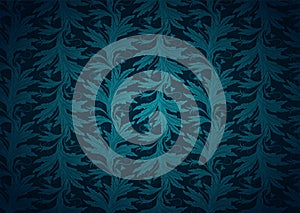 vintage Gothic, royal background in black and cyan, blue with classic floral Baroque pattern